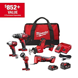Milwaukee M18 5 tool combo, with 2 batteries $239 - B&M