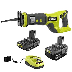 RYOBI ONE+ 18V Cordless Reciprocating Saw w/ 2.0 Ah & 4.0 Ah Batteries + Charger  + Free Shipping