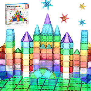 PICASSO-TILES 101 Piece Magnetic Tiles, STEM Building Blocks Set, Educational Toy for Kids $29.99