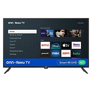 onn 43” Class 4K UHD (2160P) LED Roku Smart Television HDR  $148 Shipped WALMART  $148 shipped WALMART