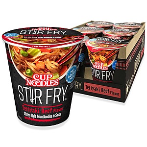 6-Pack 3-Oz Nissin Stir Fry Cup Noodles in Sauce (Teriyaki Beef) .25 w/ Subscribe & Save