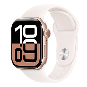 Apple Watch Series 10 [GPS 42mm case] Smartwatch with Rose Gold Aluminum Case with Light Blush Sport Band - S/M. $279