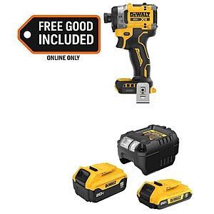 DCF860 20-Volt MAX XR Lithium-Ion Cordless Impact Driver with 20-Volt MAX 5.0 Ah and 2.0 Ah Battery Packs and Charger $199