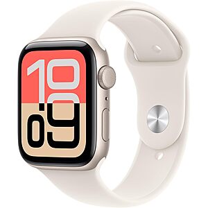 Apple Watch SE 3 [GPS 44mm] Smartwatch with Starlight Aluminum Case with Starlight Sport Band - M/L $229.99