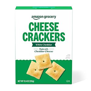 Select Locations: 12.4-Oz Amazon Grocery White Cheddar Cheese Crackers $1.35 w/ Subscribe & Save