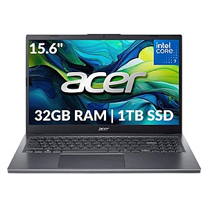 Acer Aspire 15 (Cert. Refurb): 15.6" FHD IPS, Intel Core 7 150U, 32GB LPDDR5, 1TB SSD $464.99