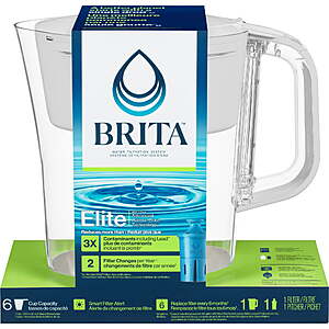 Brita Plastic 6-Cup White Water Filter Pitcher with Elite Filter $17.68
