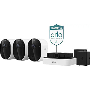 Arlo - Pro Outdoor Security Camera (6th Gen, 2025 Release) - Wireless, Rechareable Battery with Charging Station, 3-Cam - White $184.99