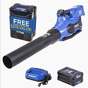 Kobalt 80V 630-CFM 140-MPH Brushless Leaf Blower + 2x 2.5 Ah Batteries & Charger $199 + Free S&H