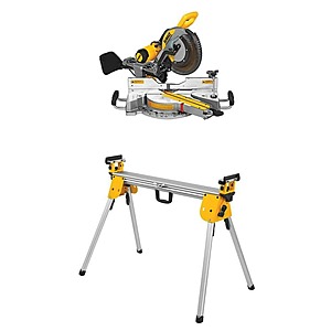 DeWalt 15 Amp Corded 12 in. Double Bevel Sliding Compound Miter Saw w/Blade Wrench, Material Clamp & Compact Miter Saw Stand $569
