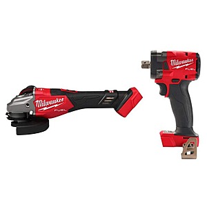 Milwaukee M18 FUEL 18V Lith-Ion Brushless Cordless 4-1/2 in. /6 in. Braking Grinder w/ Slide Switch w/ 1/2 in. Impact Wrench $249