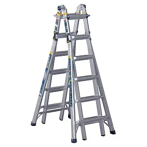 Werner 26 ft. Reach Aluminum 5-in-1 Multi-Position Pro Ladder with Powerlite Rails 375 lbs. Load Capacity Type IAA Duty Rating $168.19