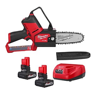 Milwaukee M12 FUEL 6 in. 12V Brushless Cordless Battery Pruning Hatchet Mini Chainsaw w/ (2) 5. 0Ah High Output Batteries, Charger $199