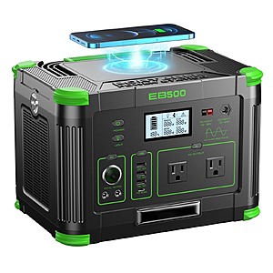 [Lightning Deal ] GRECELL  Portable Power Station 500W, 519.48Wh/140400mAh Solar Generator Backup $179.97