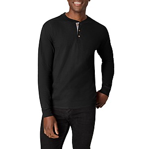 Hanes Beefy-T Men's Long Sleeve Henley Shirt (Ebony) $6.55 