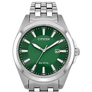 Citizen Men's Eco-Drive Classic Peyton Watch, 3-Hand Date, Sapphire Crystal, Luminous Markers, Silver/Green Dial $236.95