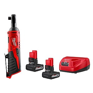 Milwaukee M12 12V 3/8" Cordless Ratchet w/ 2x 5.0 Ah Batteries & Charger $199 + Free S&H