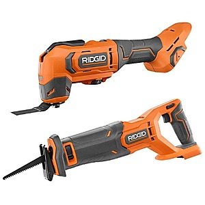 Ridgid 18V Cordless 2-Tool Combo Kit with Oscillating Multi-Tool and Reciprocating Saw (Tools Only) $107