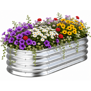 UNTIMATY 4' x 2' x 1' Galvanized Steel Raised Garden Bed (Silver)