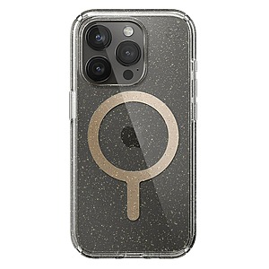 $4.99, FS, Speck - Presidio Lux Case with MagSafe for Apple iPhone 15 Pro - Clear/Gold Glitter