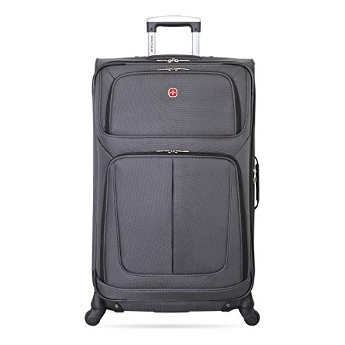 SwissGear Sion Softside Expandable Luggage, Dark Grey, Checked-Large 29-Inch $102.99
