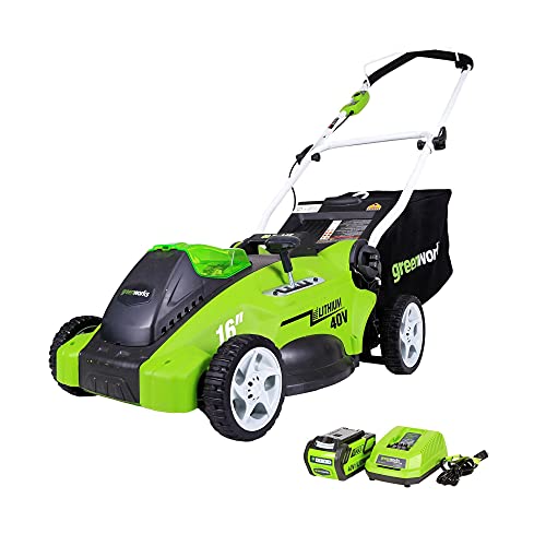 Greenworks 40V 16" Cordless Electric Lawn Mower, 4.0Ah Battery and Charger Included $175.2