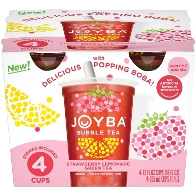 JOYBA Strawberry Lemonade Green Bubble Tea - 4pk/12 fl oz Cups - $9.99