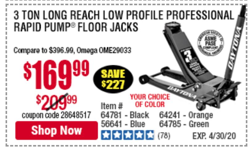 Daytona 3 Ton Long Reach Low Profile Professional Rapid Pump