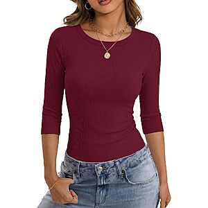 GKBK Womens 3/4 Sleeve Tops Crew Neck $4.99 after coupon