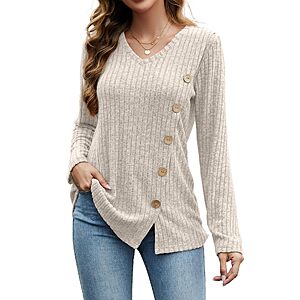 Dimur Sweaters for Women Trendy Long Sleeve Shirts Loose Fit Tunic Tops - $5.99 AC