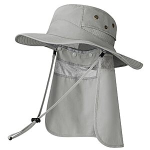 Fishing Sun Hats for Men Women, Sun Protection Hat with Neck Flap UPF 50+, Wide Brim, Breathable, Adjustable, Lightweight, Portable, Outdoor - $11.49 AC