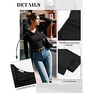 Long Sleeve Shirts for Women, Cowl Neck Going Out Tops, Grey, XXL - $7.50 after coupon