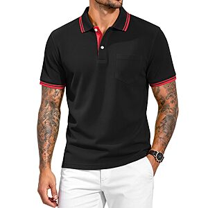 SECOOD Men's Golf Performance Moisture-Wicking Fast-Dry Polo