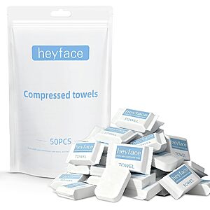 50-Ct Heyface Compressed Disposable Washcloths $5.50 w/ S&S