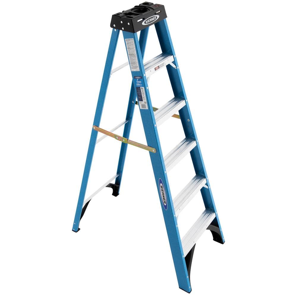 Werner 6 ft. Fiberglass Step Ladder with 250 lb. Load Capacity Type I Duty Rating $72.74 at Home Depot