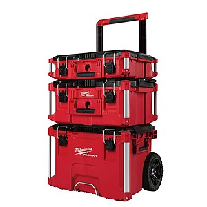 Milwaukee PACKOUT 22 in. Rolling Modular Tool Box LP Handle, 22 in. Large Tool Box and 22 in. Medium Tool Box $239 at Home Depot