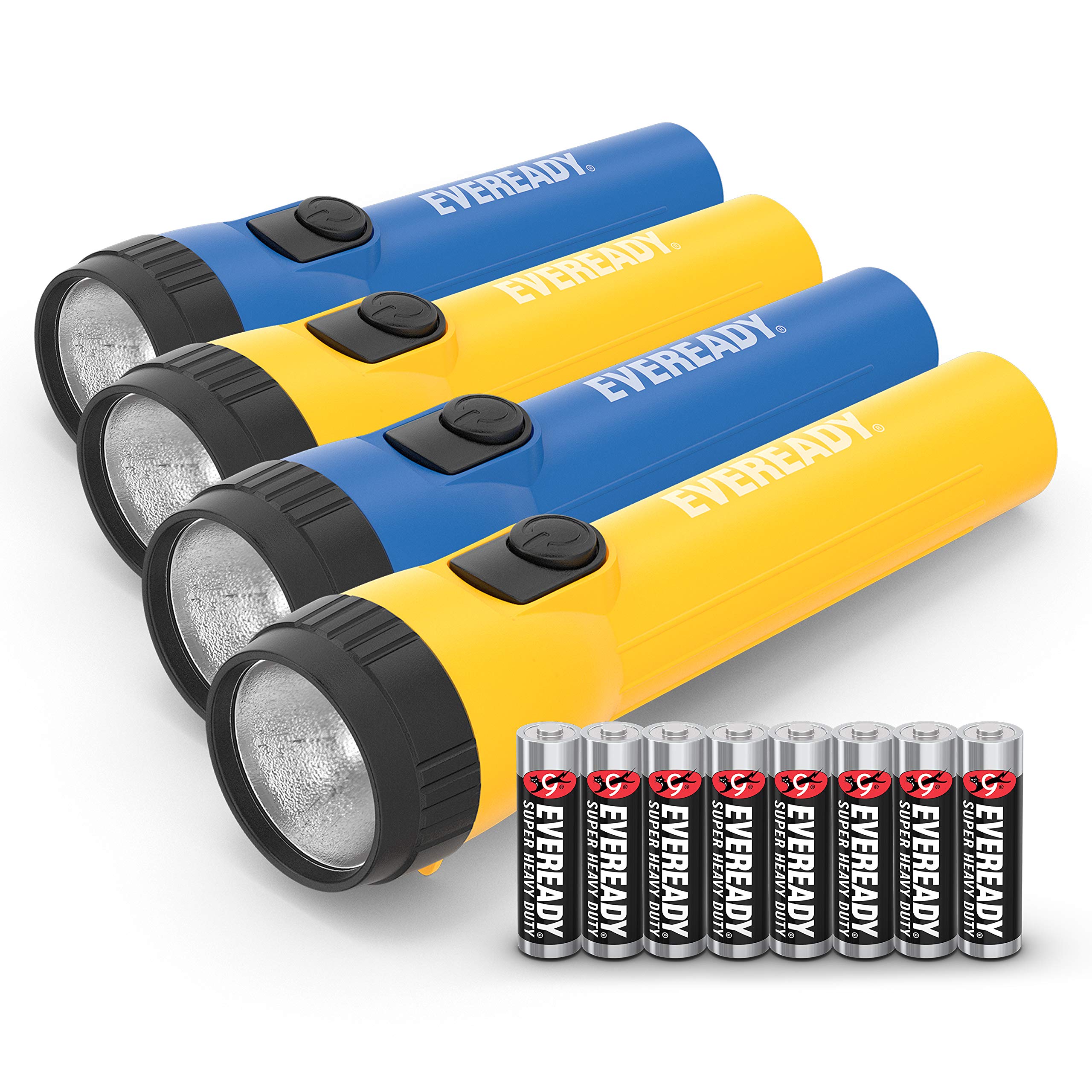4-Count Eveready LED Flashlights w/ Batteries (Blue/Yellow) $7.49 + Free Shipping w/ Prime or on orders over $35