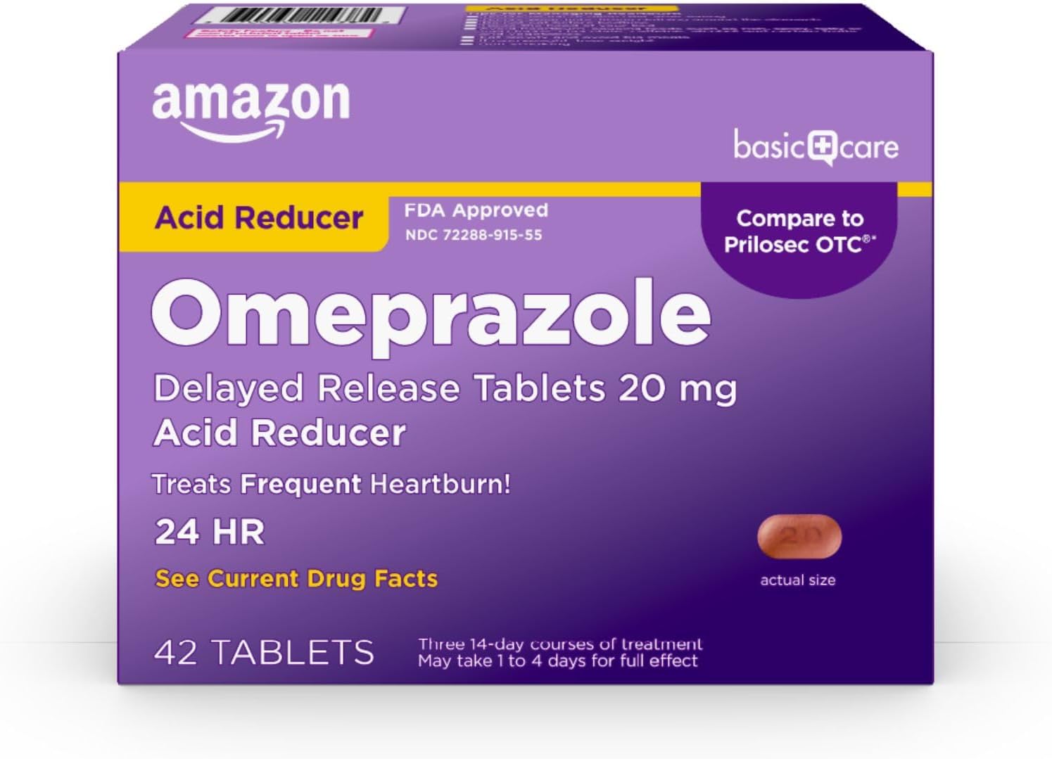 Select Accounts 42 Ct Amazon Basic Care 20mg Omeprazole Delayed 