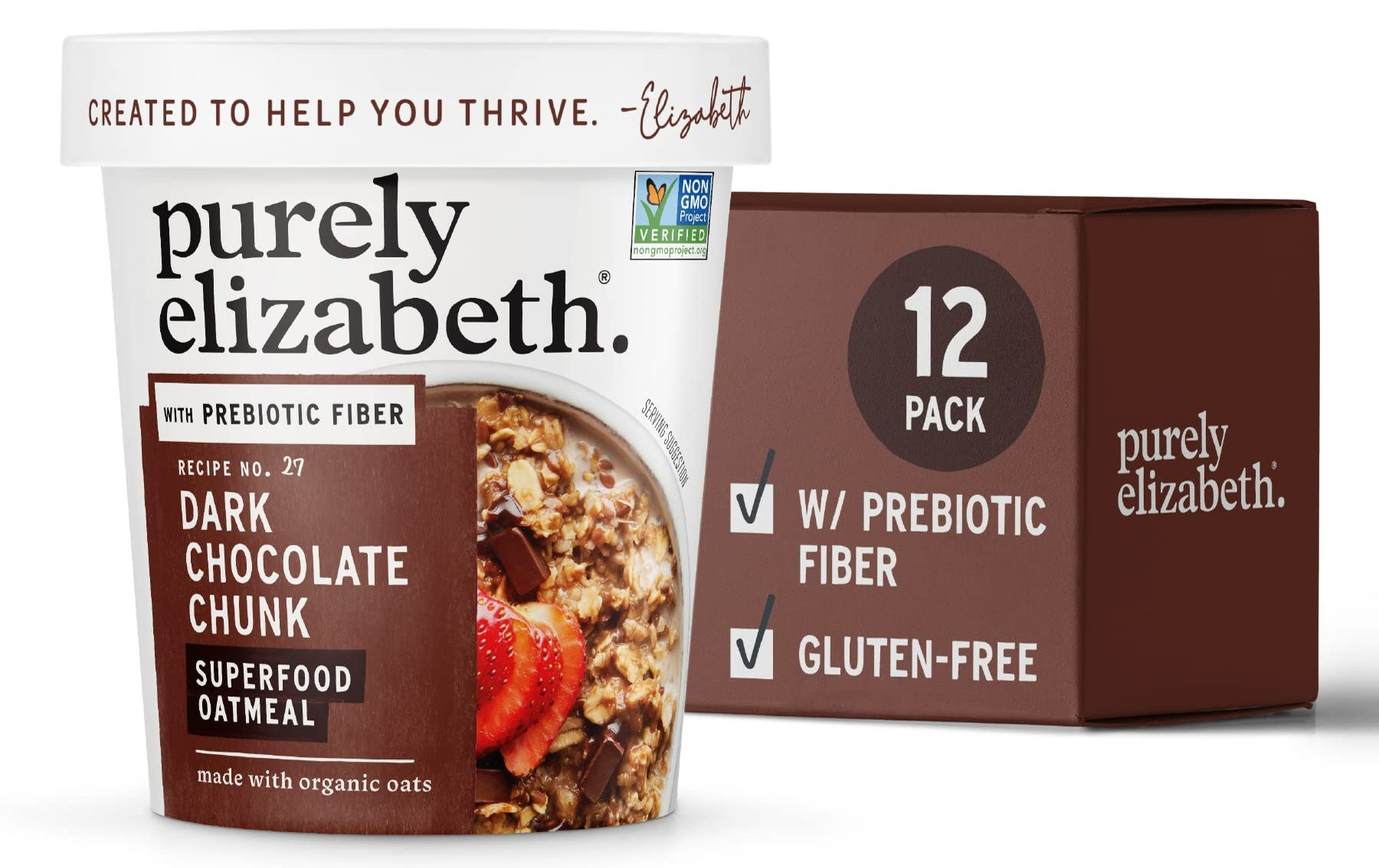 $16.15 /w S&S: Purely Elizabeth Dark Chocolate Chunk Superfood Oatmeal Cups, 2 Ounce (Pack of 12) Amazon