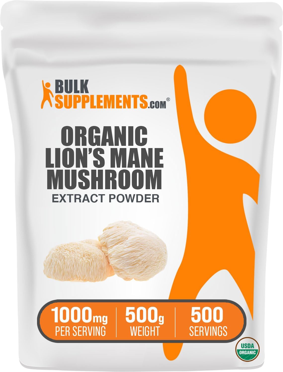 BULKSUPPLEMENTS.COM Organic Lion's Mane Mushroom Extract - Lions Mane Supplement Powder, Lion's Mane Extract, Lions Mane Powder - for Immune Health, Gluten Free - 1000mg  - $18.86