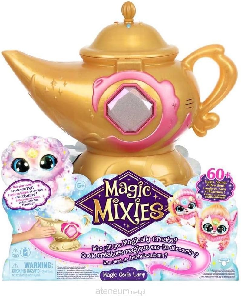 Magic Mixies Magic Genie Lamp with Interactive 8" Pink Plush Toy and 60+ Sounds & Reactions. Unlock a Magic Ring and Reveal a Pink Genie from The Real Misting Lamp. Gifts - $32.99