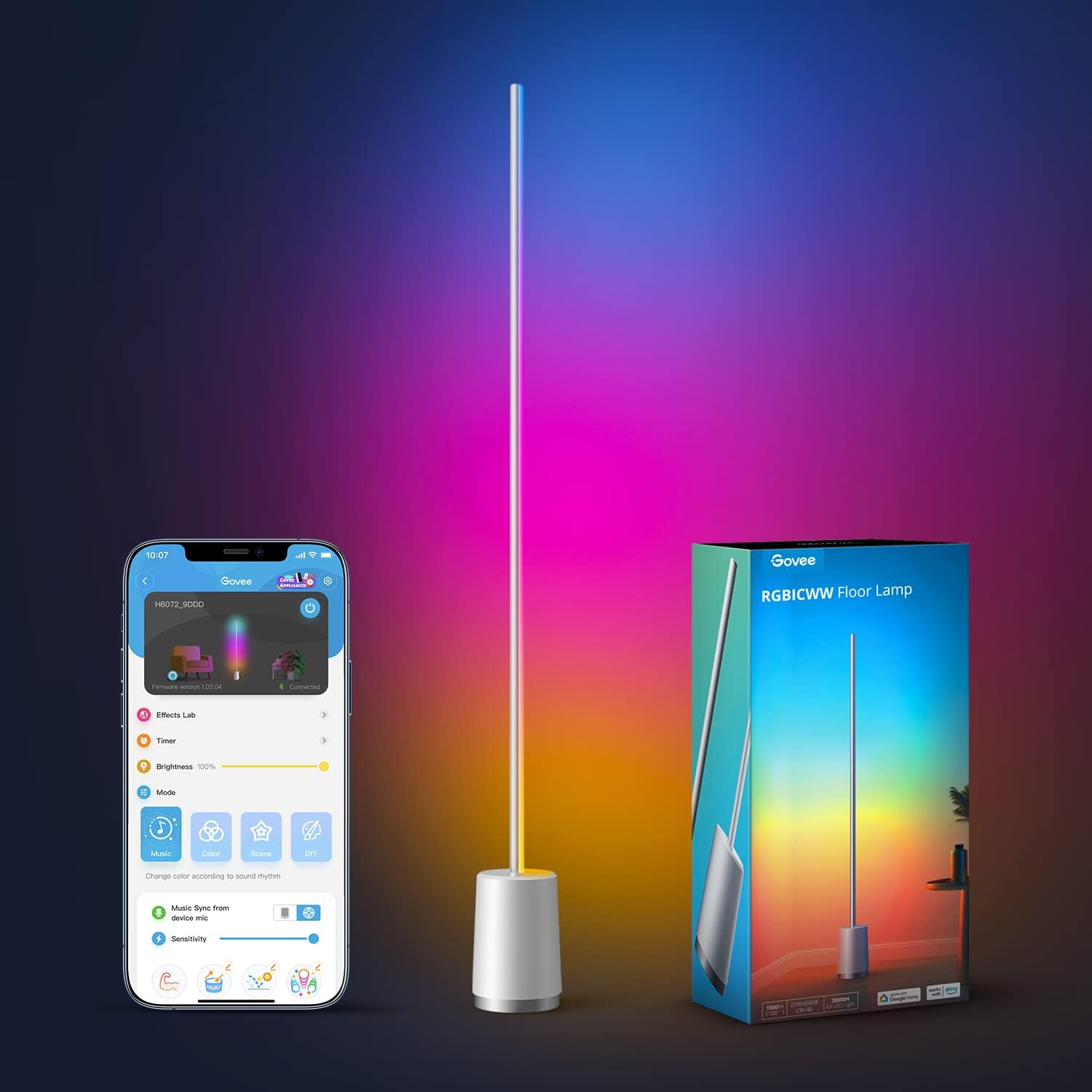 Limited-time deal: Govee Floor Lamp, RGBIC Lyra Color Changing Corner Lamp, Modern LED Lights with Wi-Fi App Control, 64+ Scene, DIY Modes, Music Sync, Standing Lamp, Sui - $89.99