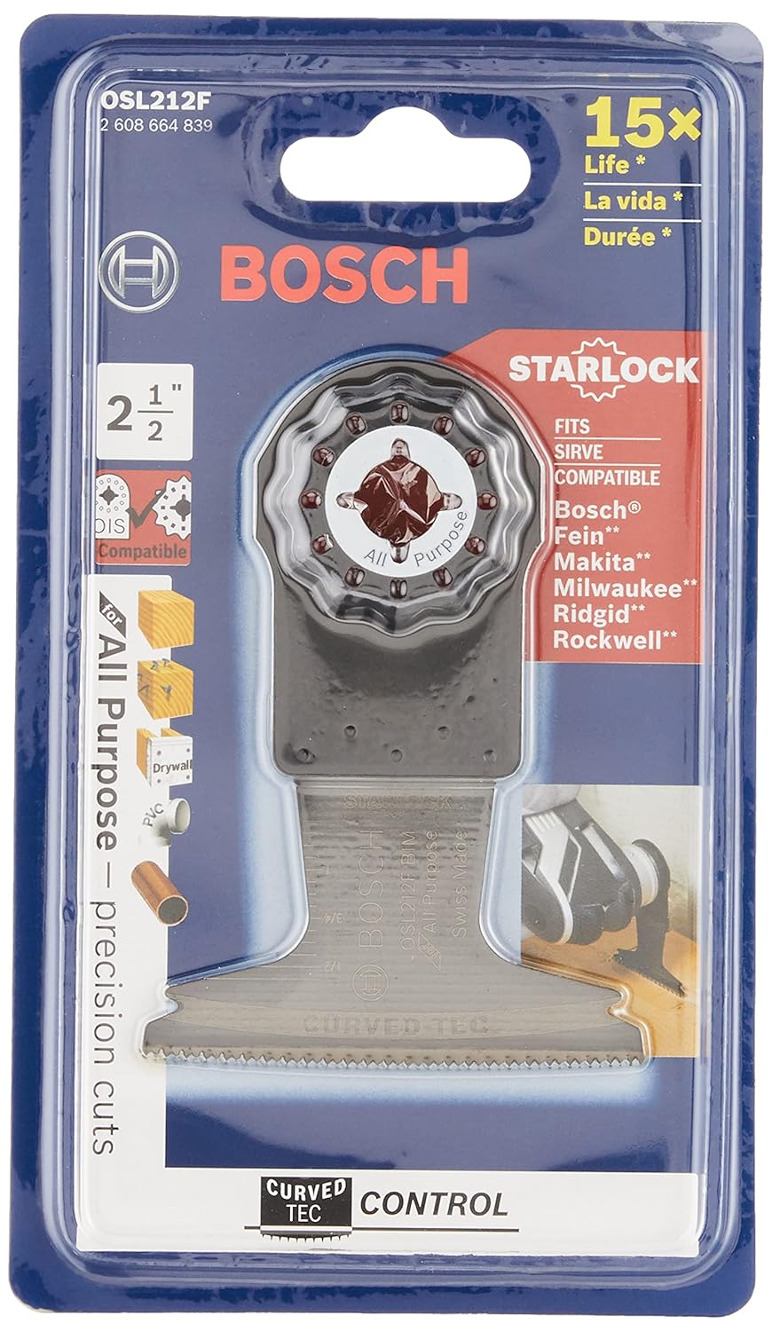 BOSCH OSL212F Swiss Made 1-Piece 2-1/2 In. Starlock Oscillating Multi Tool All Purpose Bi-Metal Plunge ($8.25 w/ Free Prime Ship from MP seller ThrHardwareSource) - $8.25