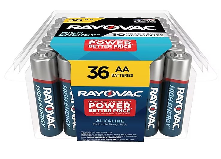 Rayovac High Energy Alkaline AA and AAA Batteries (36-Pack) in the Batteries department at Lowes.com $10.49