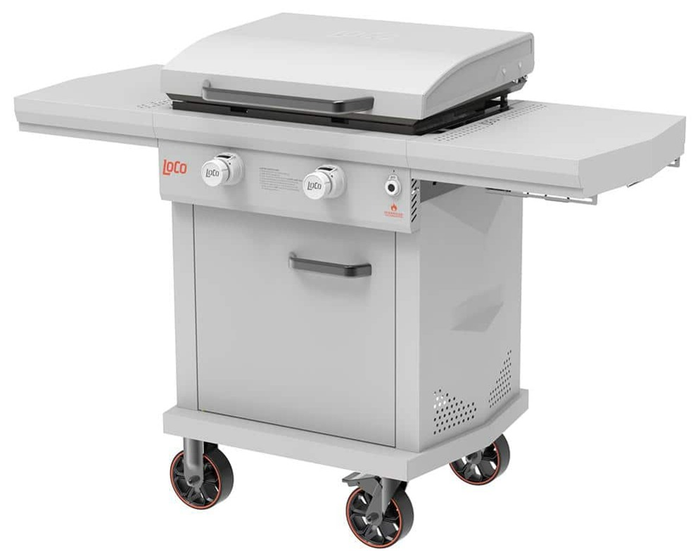 LOCO Series I 26 in. 2-Burner Digital Propane SmartTemp Flat Top Grill / Griddle in Chalk Finish with Enclosed Cart and Hood $249 & more Home Depot