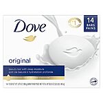Dove Beauty Bar Cleanser for Gentle Soft Skin Care Original Made With 1/4 Moisturizing Cream 3.75 oz, 14 Bars - $11.80 Amazon