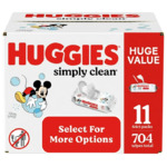 Huggies Simply Clean Unscented Baby Wipes  11 Pack  704 Total Ct Walmart $17.13
