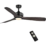 Home Decorators Collection Bayshire 60 in. LED Indoor/Outdoor Matte Black Ceiling Fan with Remote Control and White Color Changing Light Kit 102L60MBKDDW - $55.03 YMMV Home Depot