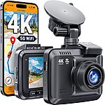 ROVE R2-4K PRO Dash Cam, Built-in GPS, 5G WiFi Dash Camera for Cars, 2160P UHD 30fps Dashcam with APP, 2.4&quot; IPS Screen, Night Vision, WDR, 150° Wide Angle, $90