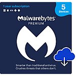 Malwarebytes Premium - 5 Devices / 1 Year - Download Newegg $24.99